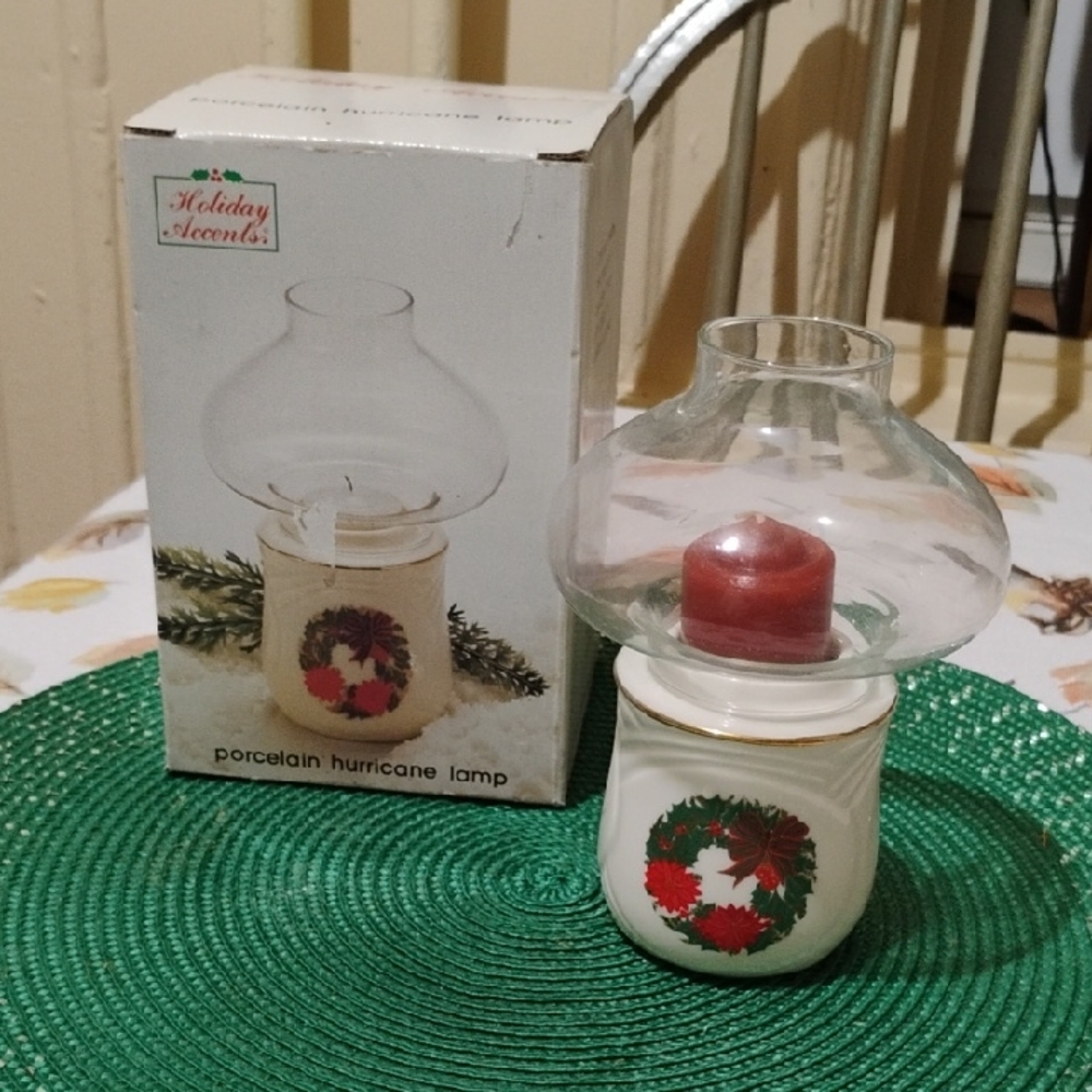 Vintage Holiday Accents Porcelain Hurricane Lamp